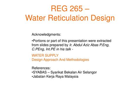 water reticulation system design in malaysia - Benjamin Avery