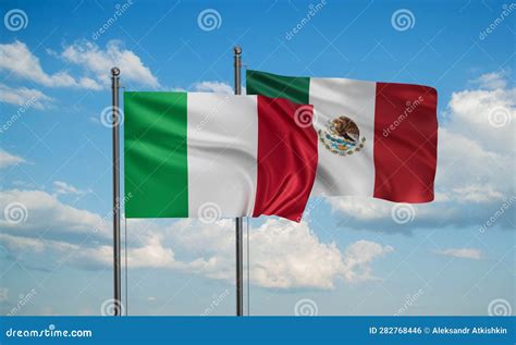 Mexico and Italy flag stock photo. Image of waving, flapping - 282768446