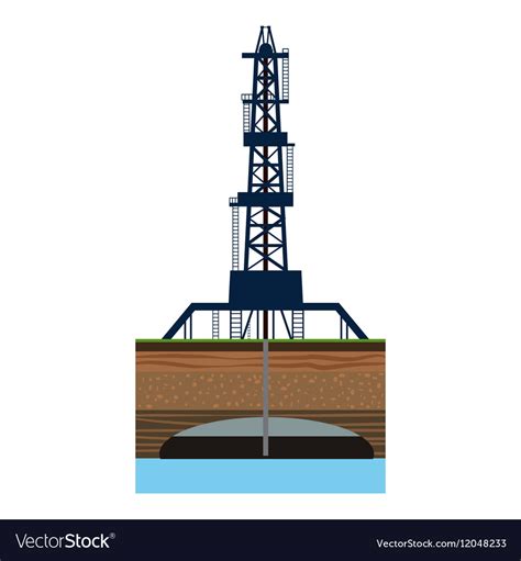 Drilling of oil well in sea icon cartoon style Vector Image