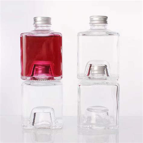 Huajing Empty Clear Square Liquor Glass Bottle 180ml Mini Size Glass