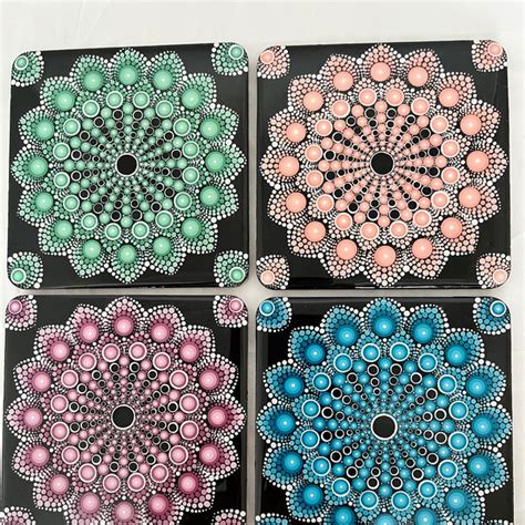 Dot Mandala Coasters Etsy