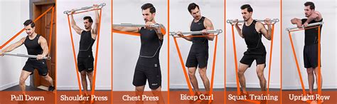 Portable Extra Heavy Home Gym Resistance Band Bar Set With 4 Stackable Resistance