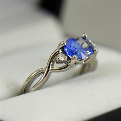 Sapphire & Diamond Engagement Ring in Palladium