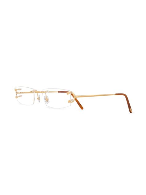 Cartier Rectangular Frame Glasses In Nude ModeSens