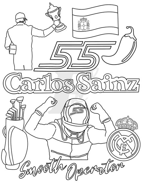 Carlos Sainz Formula 1 Colouring Sheet F1 Driver Coloring Etsy Canada