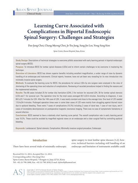 Pdf Learning Curve Associated With Complications In Biportal