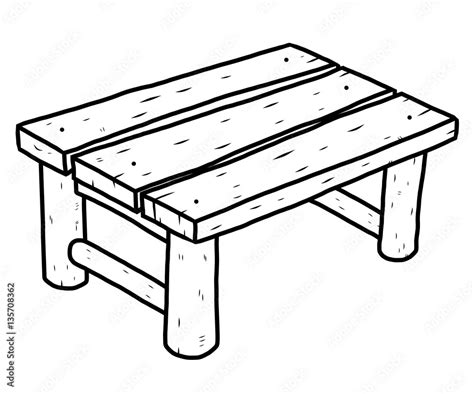 Wooden Table Cartoon Vector And Illustration Black And White Hand