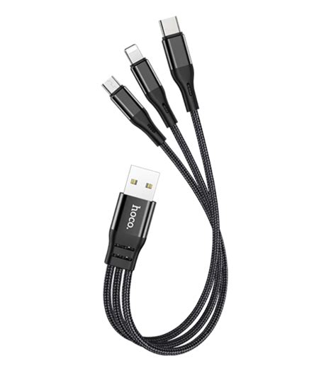 3v1 USB kabel s microUSB, Type-c a Lightning konektorem, 0.25 metrů ...