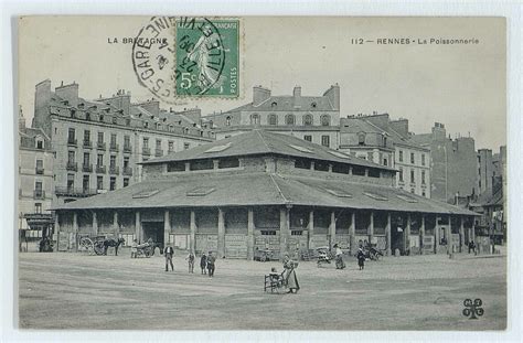 Rennes Vue En Noir Et Blanc De La Bretagne La Poissonnerie Carte