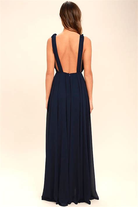 Lovely Navy Blue Maxi Dress Backless Maxi Dress Blue Gown 84 00