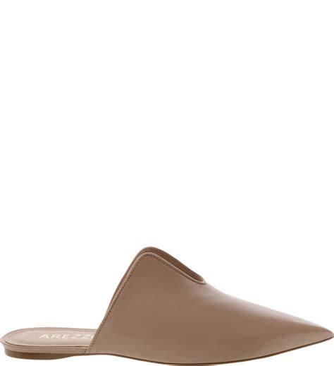 Mule Couro Bico Fino Nude Crema Arezzo