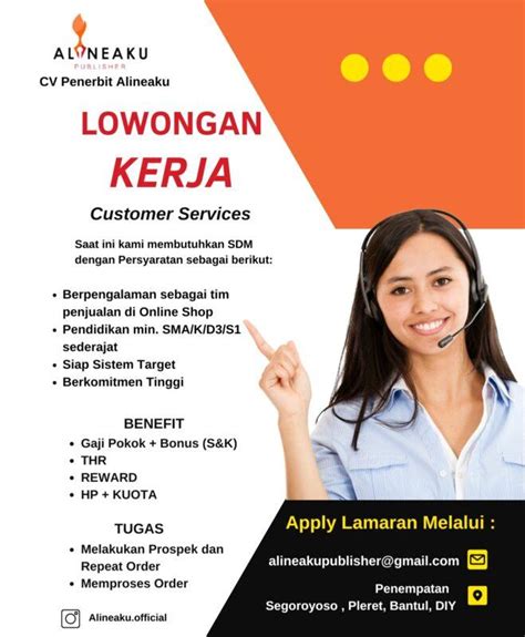 Lowongan Kerja Customer Services Di CV Penerbit Alineaku LokerJogja ID