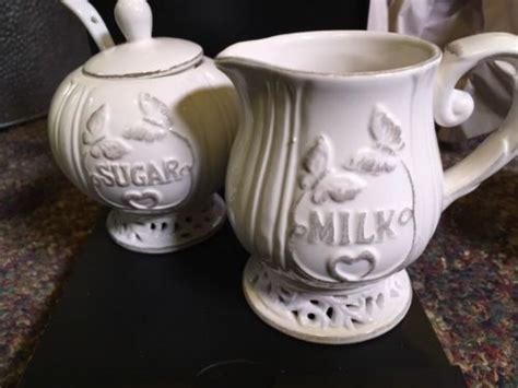 Vintage White Milk Glass Sugar And Creamer Set Pair Antique Price Guide Details Page