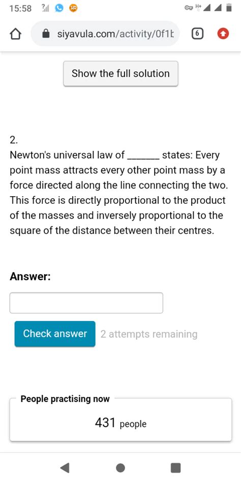 Answered 2 Newtons Universal Law Of States … Bartleby