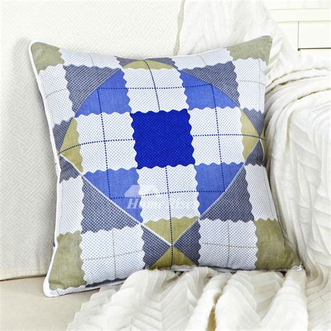 Modern Blue And White Plaid Plaid Throw Pillows For Couch