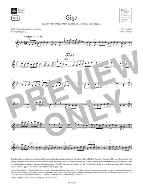 Giga Grade 5 A3 From The ABRSM Violin Syllabus From 2024 By J B