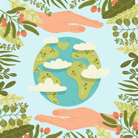 Happy Earth Day Save Nature Vector Eco Illustration For Social Media