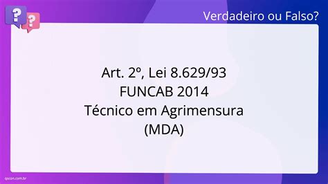 QScon Direito Art 2º Lei 8 629 93 FUNCAB 2014 Técnico em