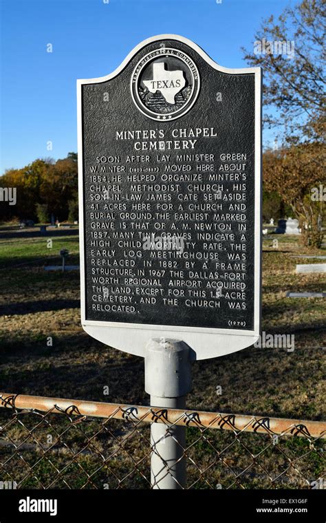 Minters Chapel Cemetery Historical Marker Sign Near Dfw Airport In