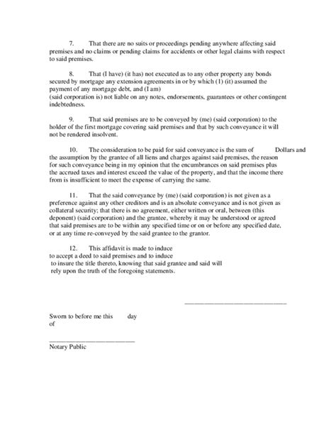 Affidavit For Deed In Lieu Of Foreclosure New York Free Download