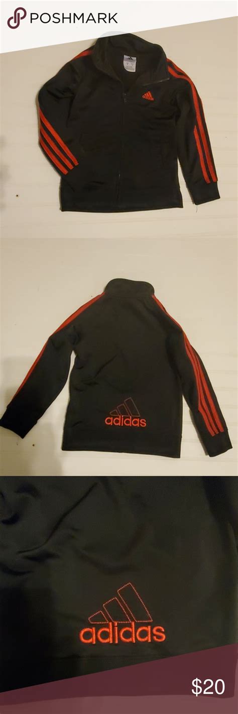 Adidas Size 5 Black With Red Stripes Zip Up Jacket In 2020 Jackets