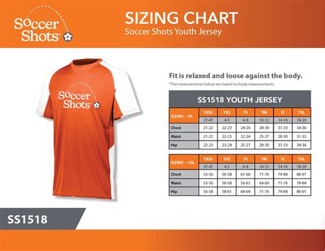 Youth Soccer Jersey Size Chart