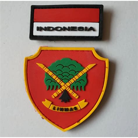 Jual Emblem Rubber Pacth Logo Linmas Satu Set Dengan Bendera Untuk