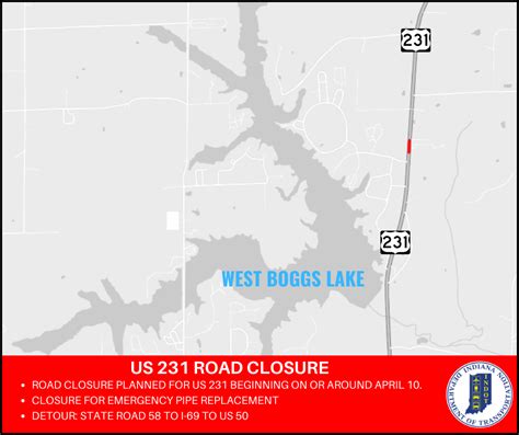 Road closure planned for US 231 near West Boggs Lake