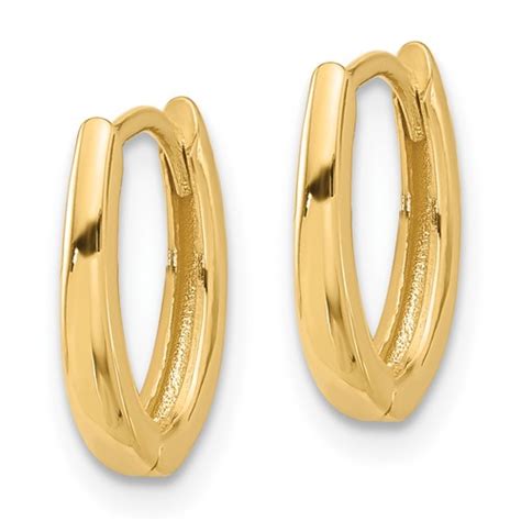 14k Yellow Gold Oval Hinged Huggie Hoop Earrings 1 2in TF2284