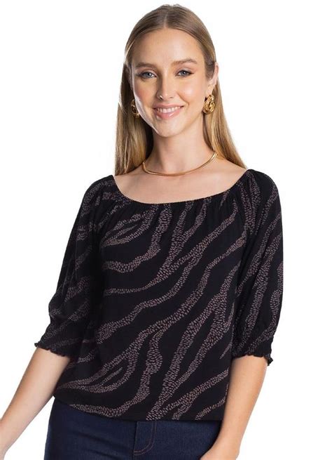 Blusa Feminina Ciganinha Preto Rovitex