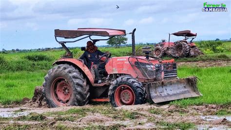 Tractor Kubota M9540 Plowing Kubota Tractor Working Famer In Cambodia