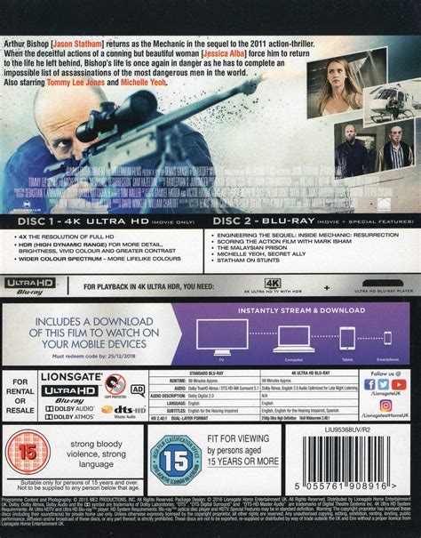 Mechanic Resurrection Ej Svensk Text K Ultra Hd Blu Ray