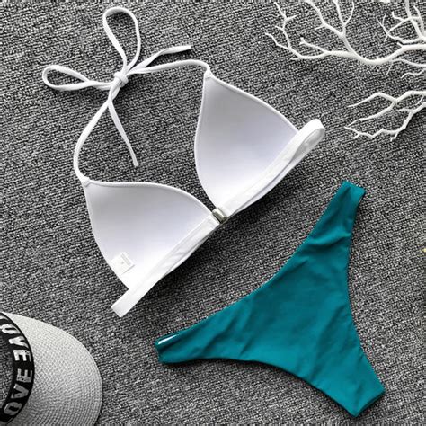 MAILLOT DE BAIN 2021 Licou Soutien Gorge Tasse Bikini Sexy Maillot De Bain Femme Blanc Maillots
