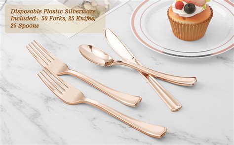 Amazon Bestvip Pcs Rose Gold Plastic Silverware Rose Gold