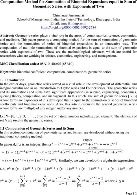 Computation Method For Summation Of Binomial Expansions Equal To Sum Of