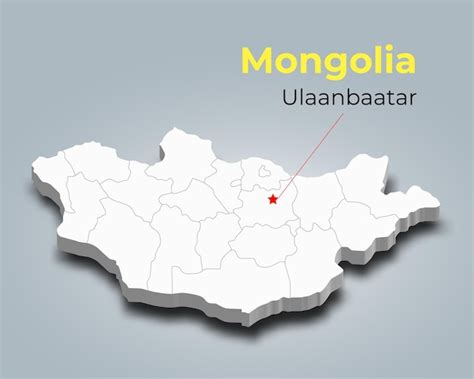 Premium Vector Mongolia D Map With Borders Of Regions And Its Capital