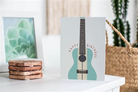 Ukulele Birthday Card Ukulele Player Retro Instrument Card T For