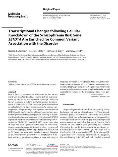 Pdf Transcriptional Changes Following Cellular Knockdown Of The