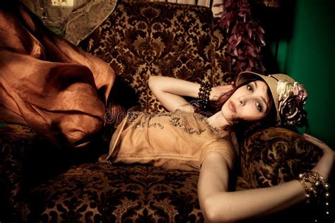 A Redhead Woman Laying Naked On Fallen Leaves Stock Photo Image Of November Leaf 21107300