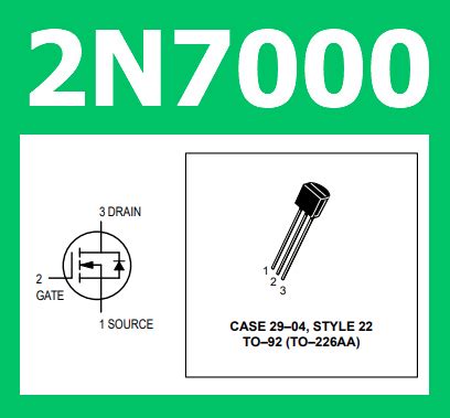 2N7000 Pinout Datasheet ( 60V, MOSFET )