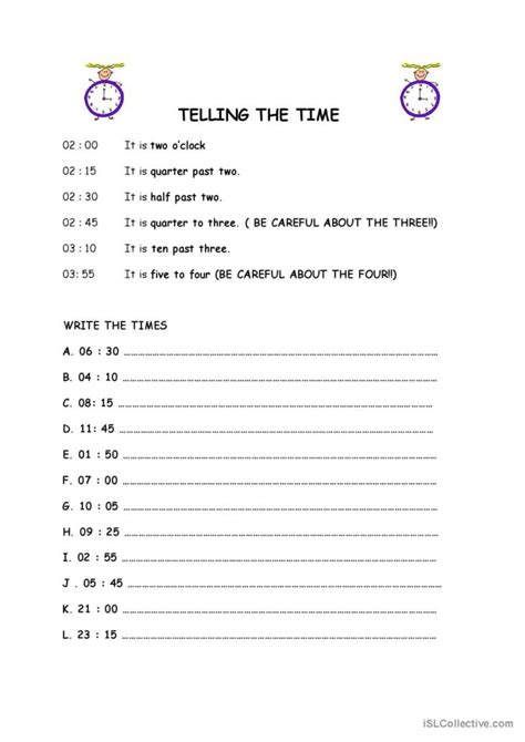 Telling The Time English Esl Worksheets Pdf And Doc