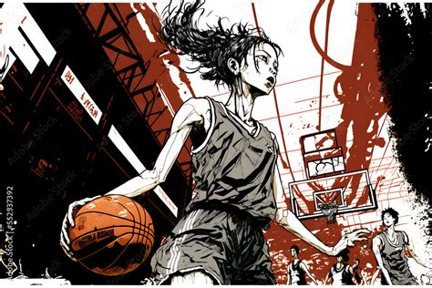 basketball girl manga anime style Stock Illustration | Adobe Stock