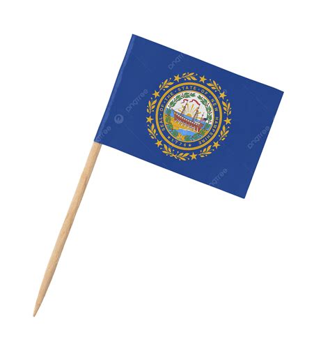 New Hampshire Flag On A Small Wooden Stick With Wooden Stick United