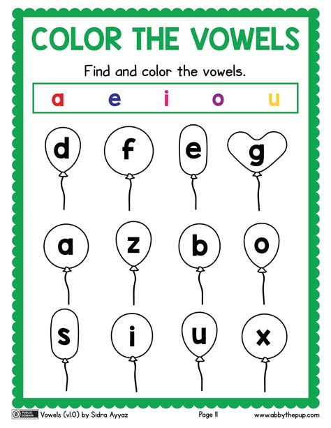 Color The Vowels Free Printable Puzzle Games