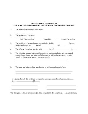 North Carolina Partnership Doc Template Pdffiller