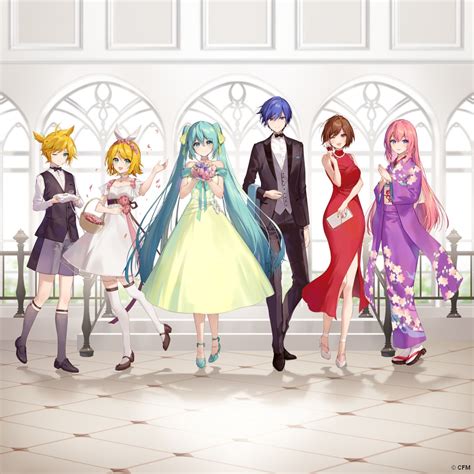 Hatsune Miku Kagamine Rin Kagamine Len Megurine Luka Kaito And 1 More Vocaloid Drawn By