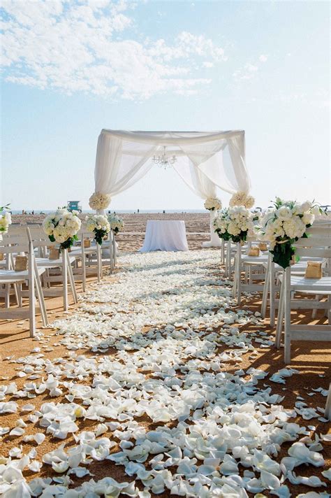 Ceremony Décor Photos - All-White Beach Wedding - Inside Weddings