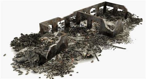 3d Model Of Destroyed Ruined Building Rubble