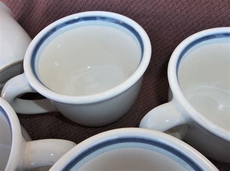 Pfaltzgraff Sky Pattern Flat Cups Dark And Light Blue Bands