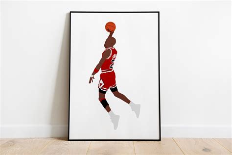 Michael Jordan Dunk Poster Michael Jordan Print Minimalist - Etsy